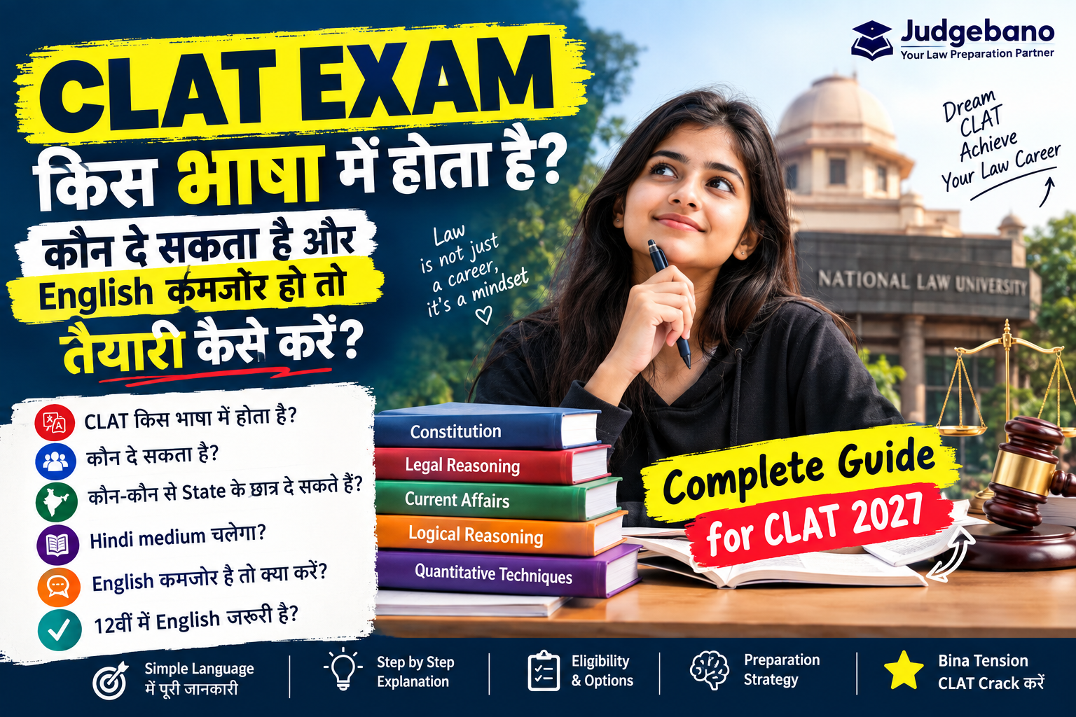 CLAT exam किस भाषा में होता है?