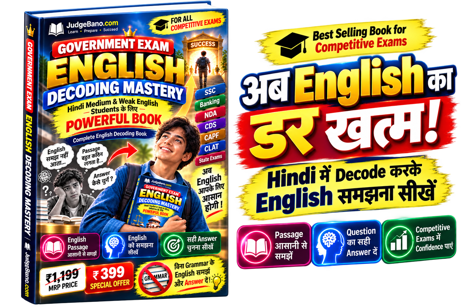 Government Exam English Decoding Mastery – Hindi Medium & Weak English Students के लिए best ebook