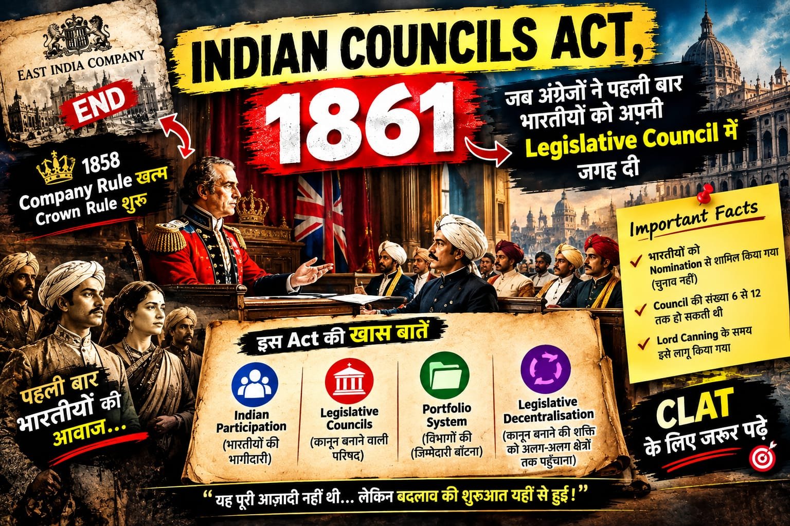 ЁЯЗоЁЯЗ│ Indian Councils Act, 1861 || рдЬрдм рдЕрдВрдЧреНрд░реЗрдЬреЛрдВ рдиреЗ рдкрд╣рд▓реА рдмрд╛рд░ рднрд╛рд░рддреАрдпреЛрдВ рдХреЛ рдЕрдкрдиреА Legislative Council рдореЗрдВ рдЬрдЧрд╣ рджреА ЁЯЗоЁЯЗ│ Indian Councils Act, 1861