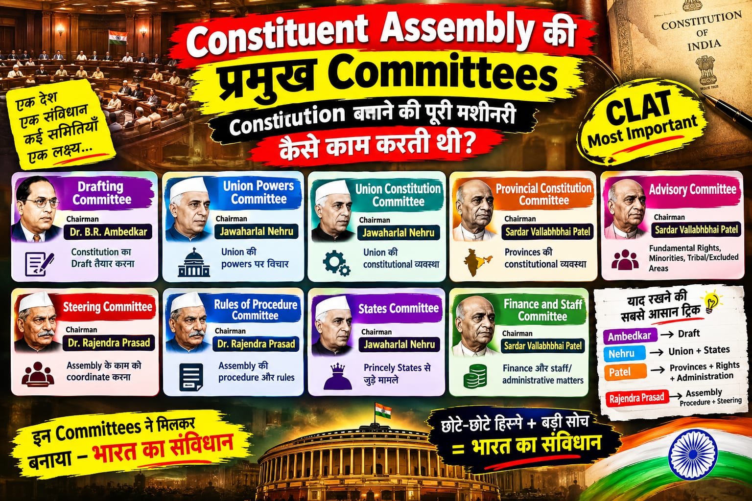 Constitution ( संविधान ) बनाने की पूरी मशीनरी कैसे काम करती थी?