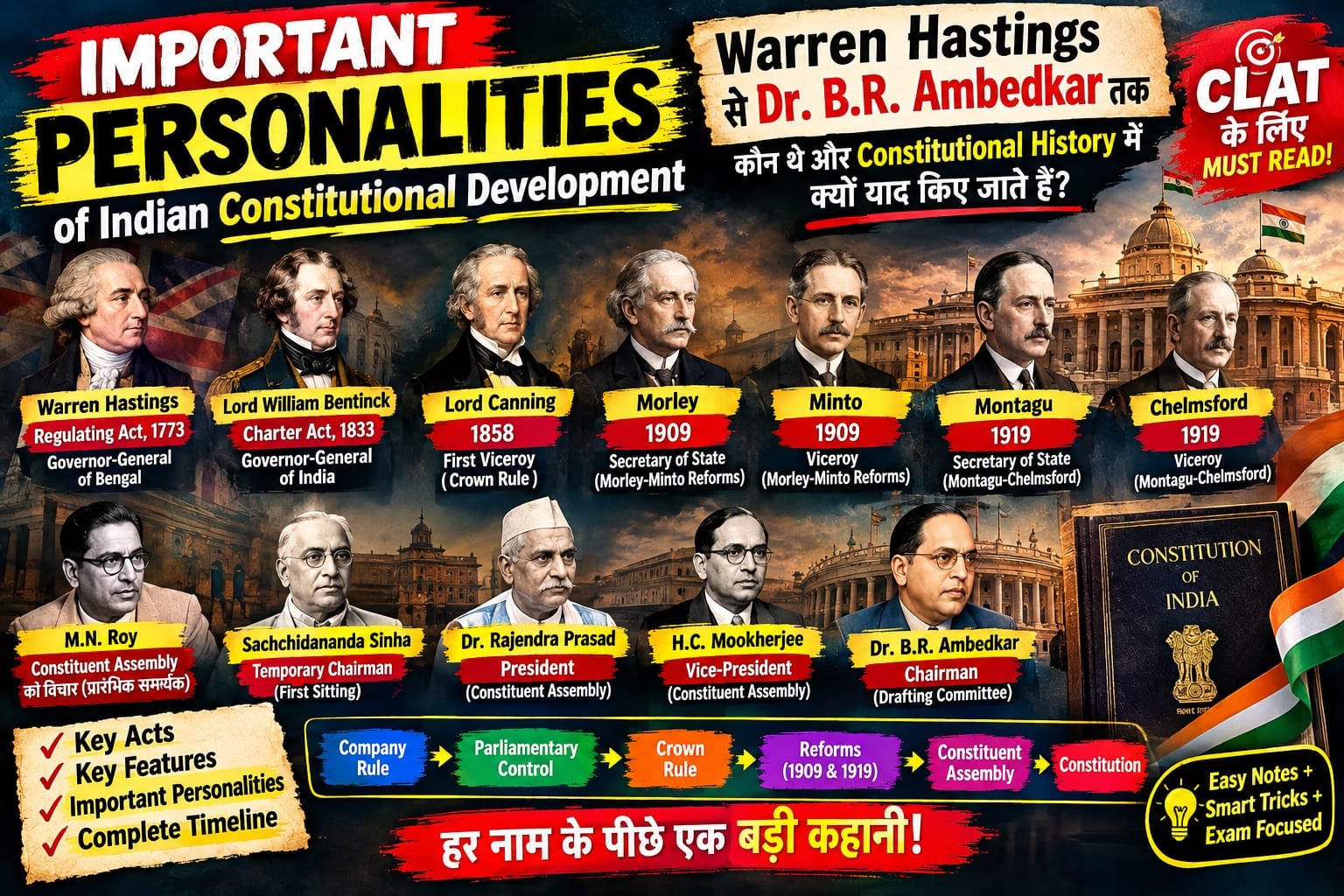 Warren Hastings से Dr. B.R. Ambedkar तक — कौन थे ? || Important Personalities of Indian Constitutional Development Warren Hastings से Dr. B.R. Ambedkar तक — कौन थे ? || Important Personalities of Indian Constitutional Development