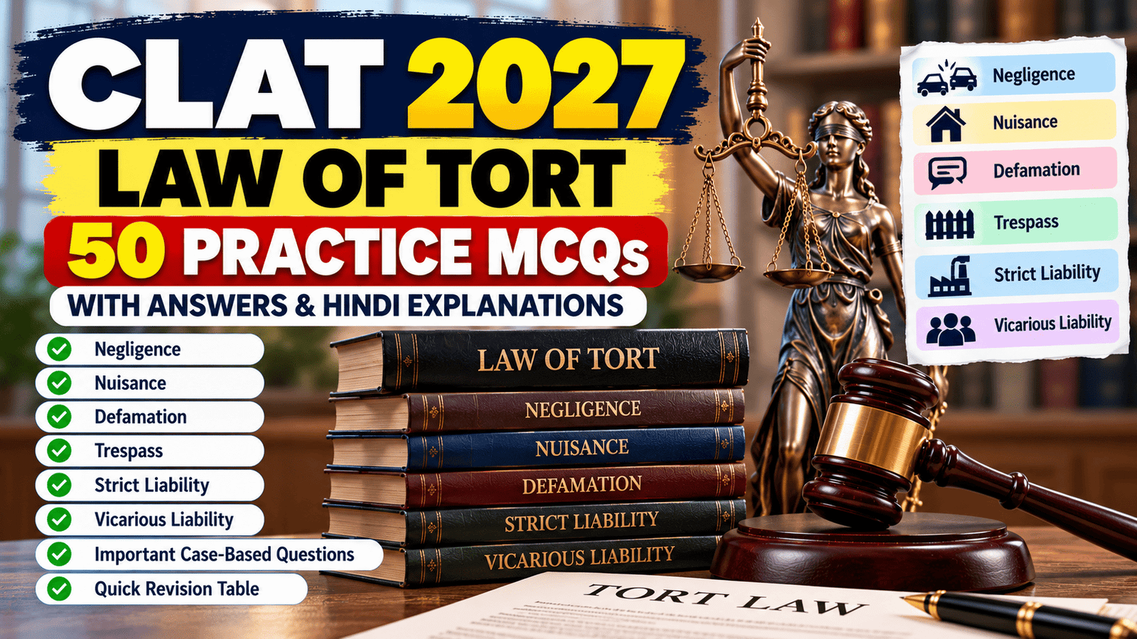 CHAPTER 5 — LAW OF TORT || CLAT LEGAL REASONING || 50 PRACTICE QUESTION BANK