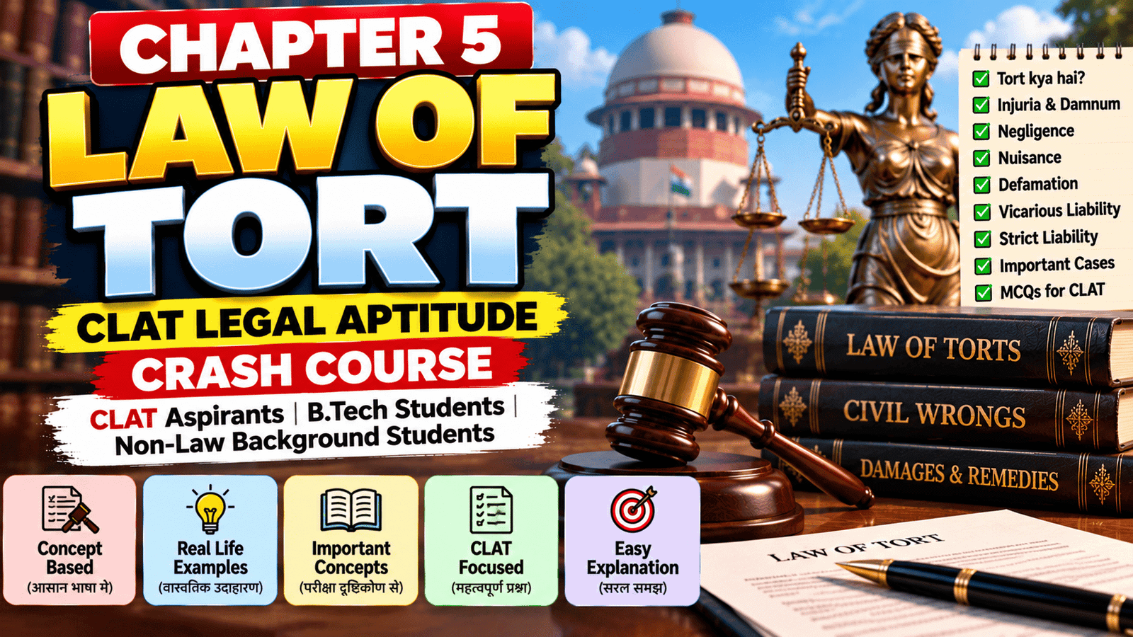 CHAPTER 5 — LAW OF TORT || CLAT LEGAL APTITUDE CRASH COURSE
