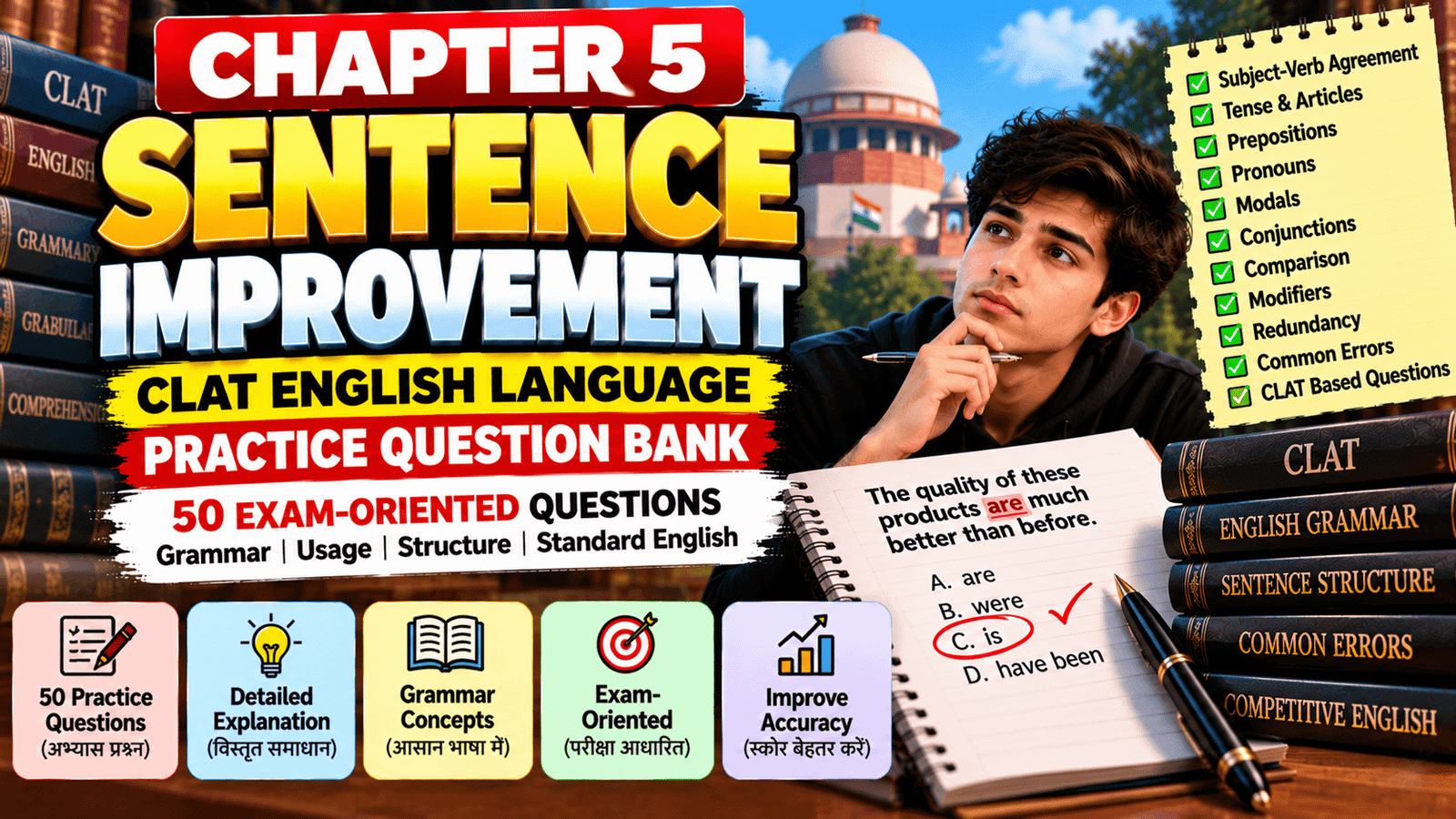 CHAPTER 5 — SENTENCE IMPROVEMENT || 50 Exam-Oriented Practice Questions